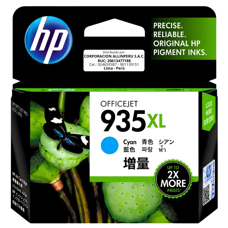 Tinta HP 935XL Cian C2P24AL original sellada de fábrica