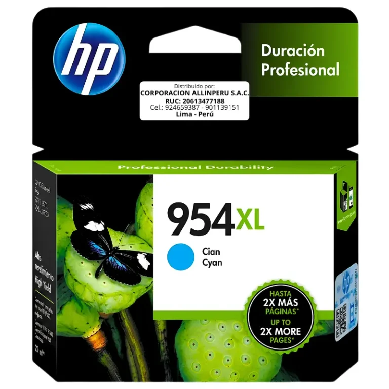 Tinta HP 954XL Cian L0S62AL original de alto rendimiento