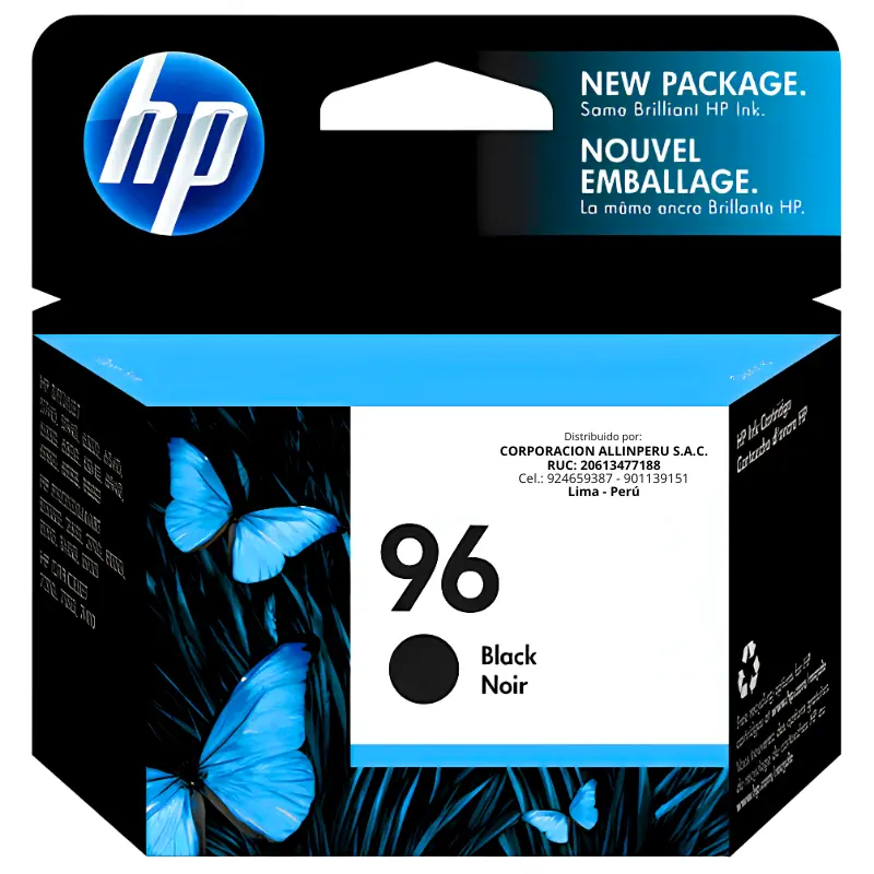 Tinta HP 96 Negro C8767WL cartucho original vista frontal