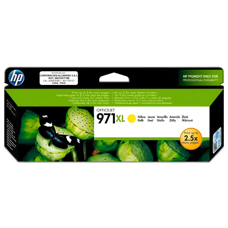 Tinta HP 971XL amarillo CN628AM cartucho original de frente