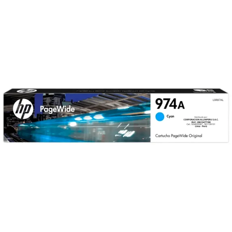 Foto de tinta HP 974A cian L0R87AL caja original sellada