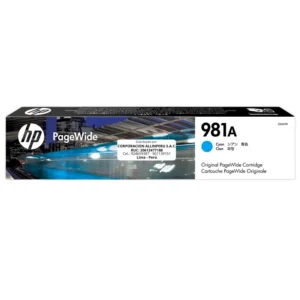 Tinta HP 981A cian J3M68A original vista frontal del cartucho