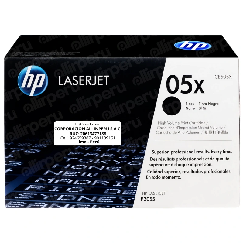 Toner HP 05X Negro CE505X para LaserJet P2035 P2050 P2055