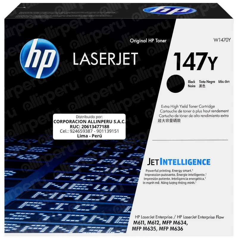 Toner HP 147Y Negro W1470Y LaserJet M611 M612 M634 M635 M636 Toner HP 147Y Negro W1470Y LaserJet M611 M612 M634 M635 M636