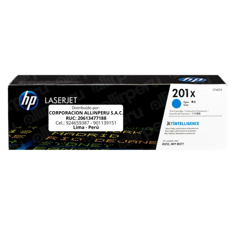 Tóner HP 201X Cian CF401X original para LaserJet Pro M252 M277
