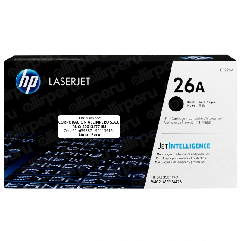Toner HP 26A Negro CF226A para LaserJet M402 M426 Toner HP 26A Negro CF226A para LaserJet M402 M426