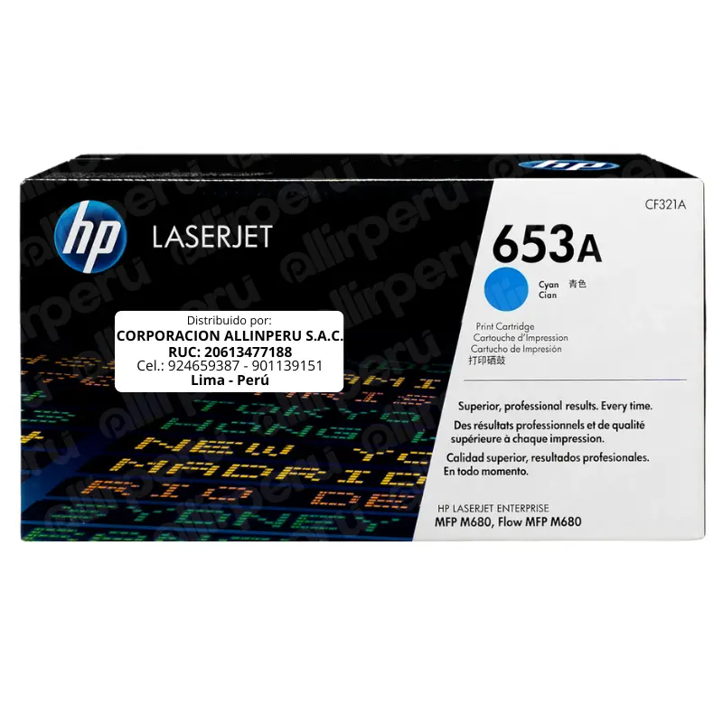 Tóner HP 653A Cian CF321A original de fábrica