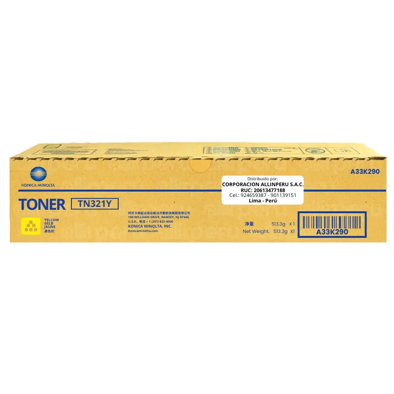 Toner Konica Minolta TN-321Y Yellow Bizhub C224, C284, C364 A33K290