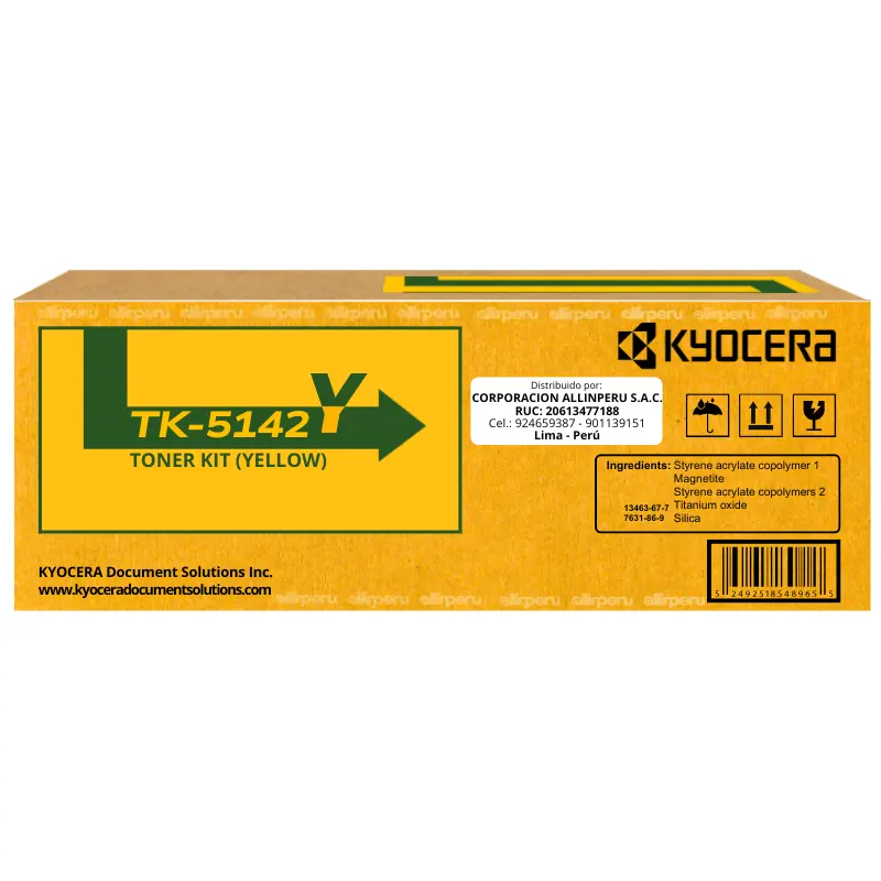 Toner Kyocera TK-5142Y Yellow para M6030cdn, M6530cdn, P6130cdn TK5142Y Toner Kyocera TK-5142Y Yellow para M6030cdn, M6530cdn, P6130cdn TK5142Y