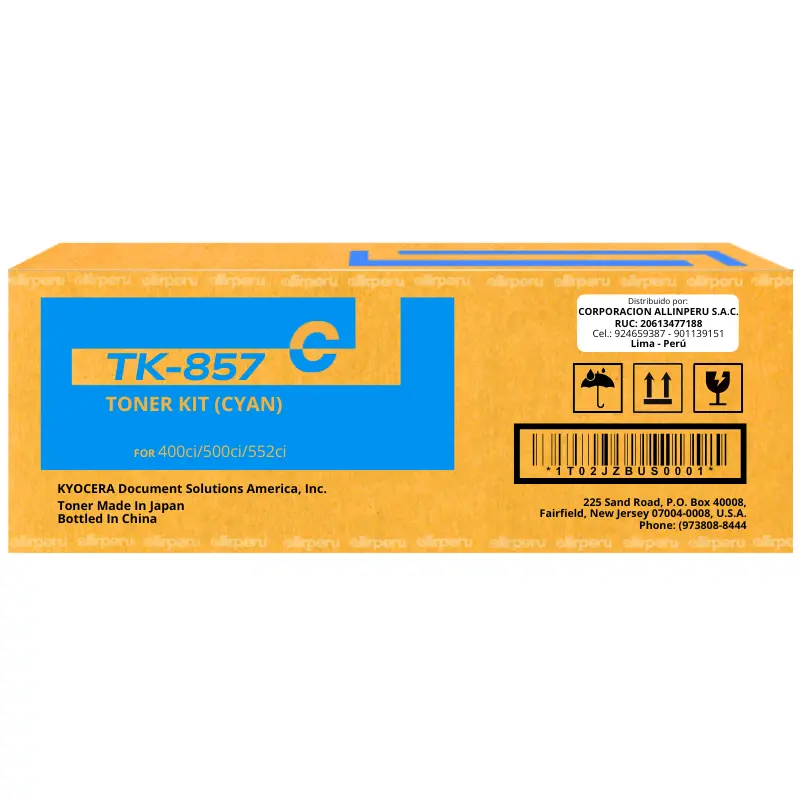 Toner Kyocera TK-857C Cyan para 500ci 18.000 Páginas