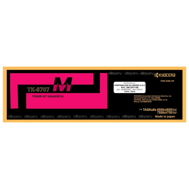 Toner Kyocera TK-8707M Magenta para TASKalfa 6550ci, 6551ci, 7550ci, 7551ci