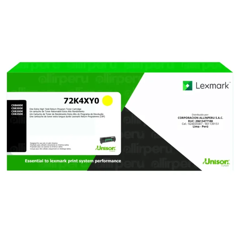 Toner Lexmark 72K4XY0 Yellow 22,000 Páginas