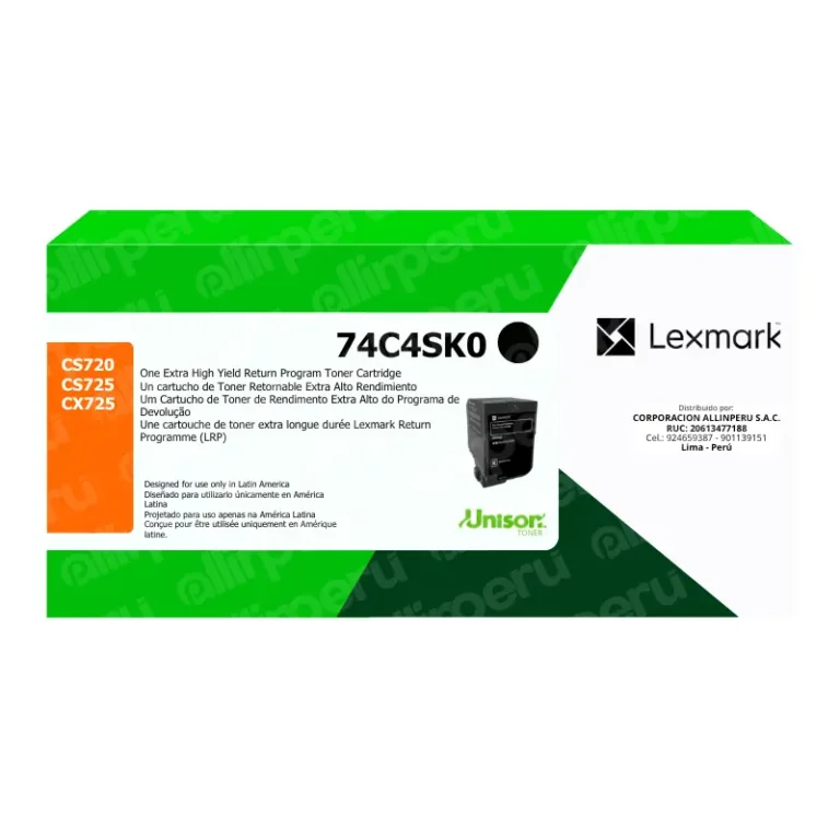 Toner Lexmark 74C4SK0 negro para CS720, CX725