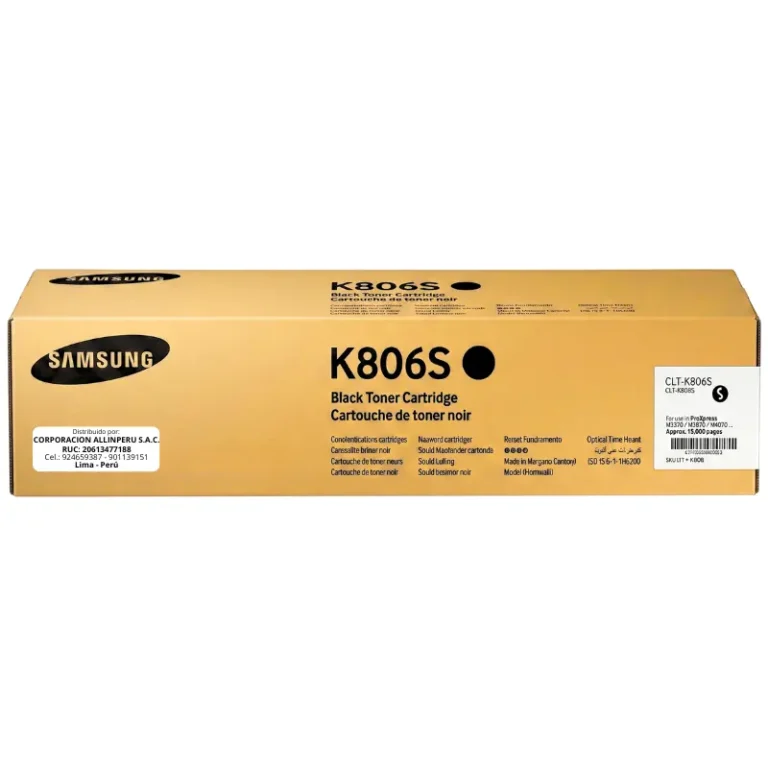 Tóner Samsung CLT-K806S negro original sellado SS593A fondo blanco