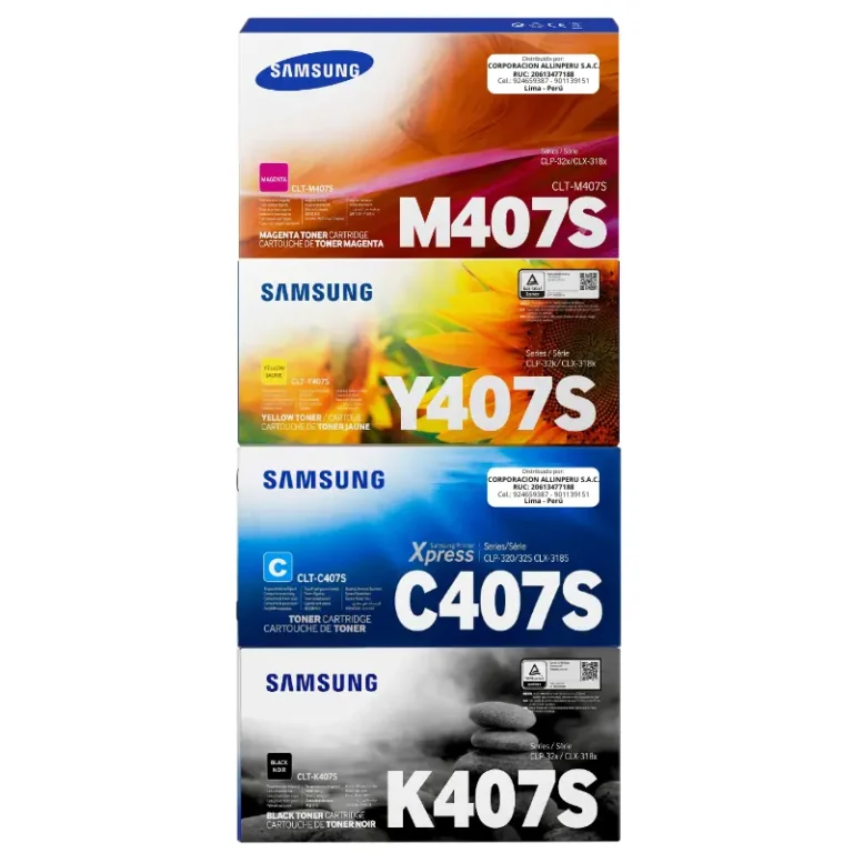 Tóner Samsung CLT-407S original sellado, vista frontal