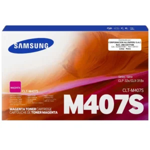 Tóner Samsung CLT-M407S magenta original sellado vista frontal