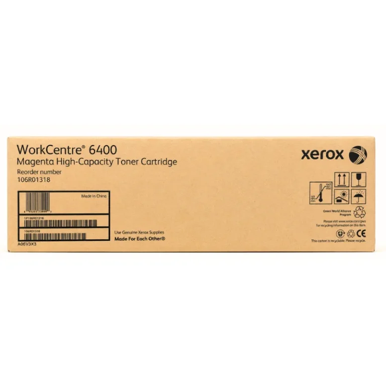 Foto de tóner Xerox 106R01318 magenta alta capacidad para WorkCentre 6400, vista frontal del cartucho