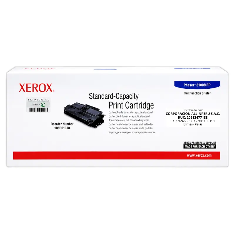 Tóner Xerox 106R01378 negro capacidad estándar