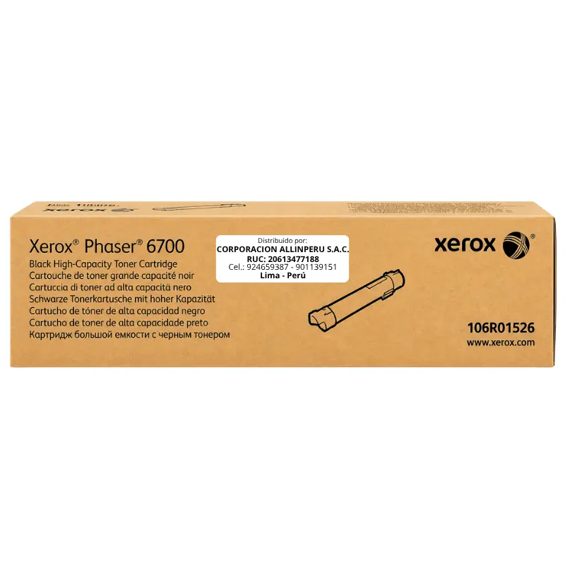 Tóner Xerox 106R01526 Negro Toner Xerox 106R01526 negro alta capacidad para Phaser 6700