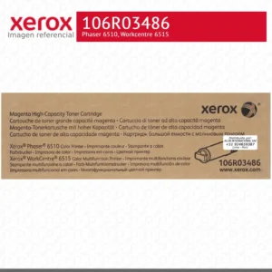 Etiqueta del tóner Xerox 106R03486 Magenta con SKU y datos de rendimiento 2400 páginas