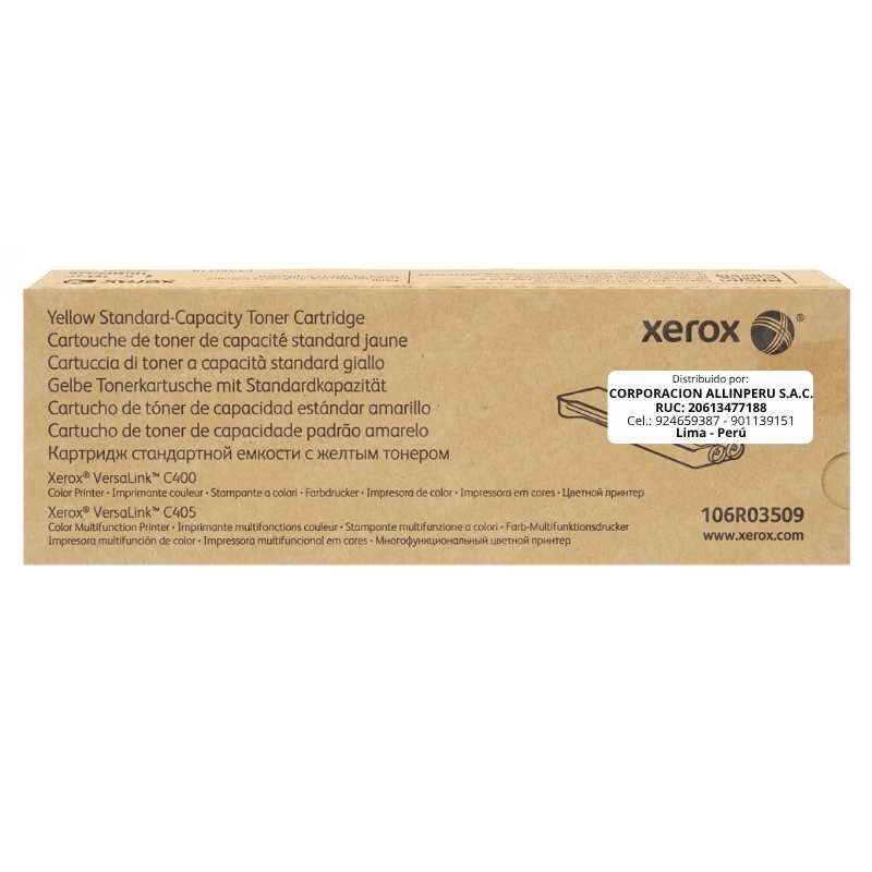 Tóner Xerox 106R03509 Yellow original para VersaLink C400 C405 vista frontal