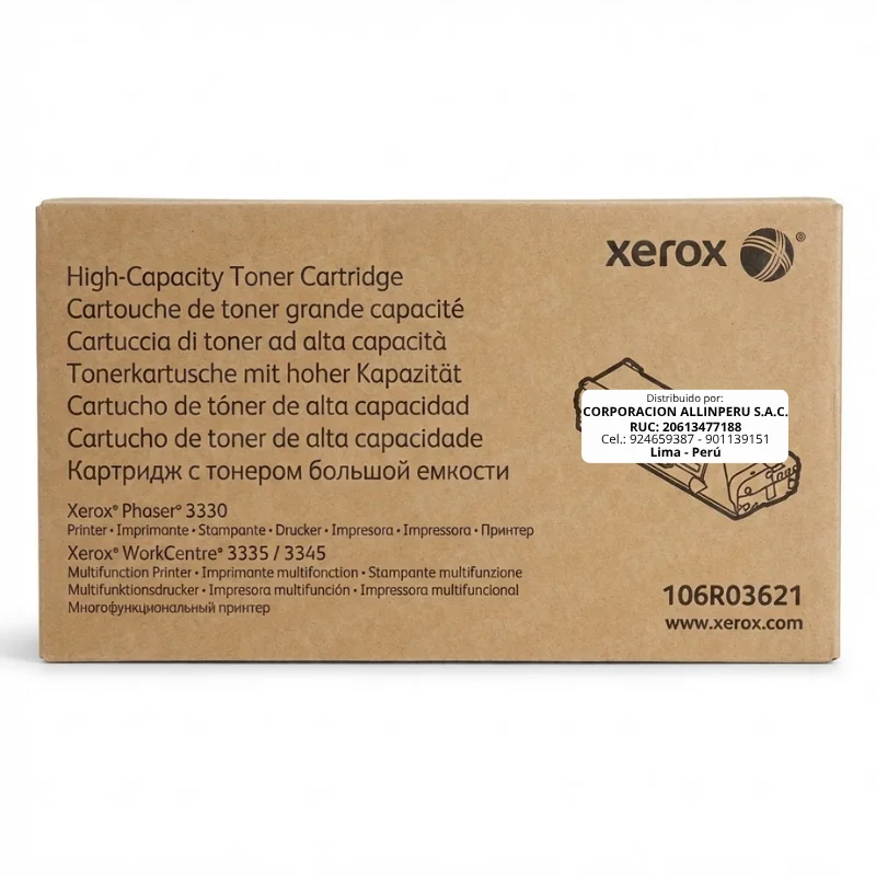 Toner Xerox 106R03621 Original Negro — Caja Sellada Foto de toner Xerox 106R03621 negro original caja sellada vista frontal