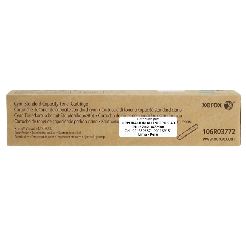 Foto de toner Xerox 106R03772 cian caja frontal original