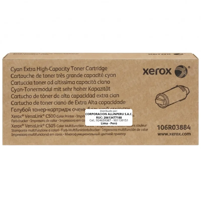 Foto de toner Xerox 106R03884 cian caja frontal original