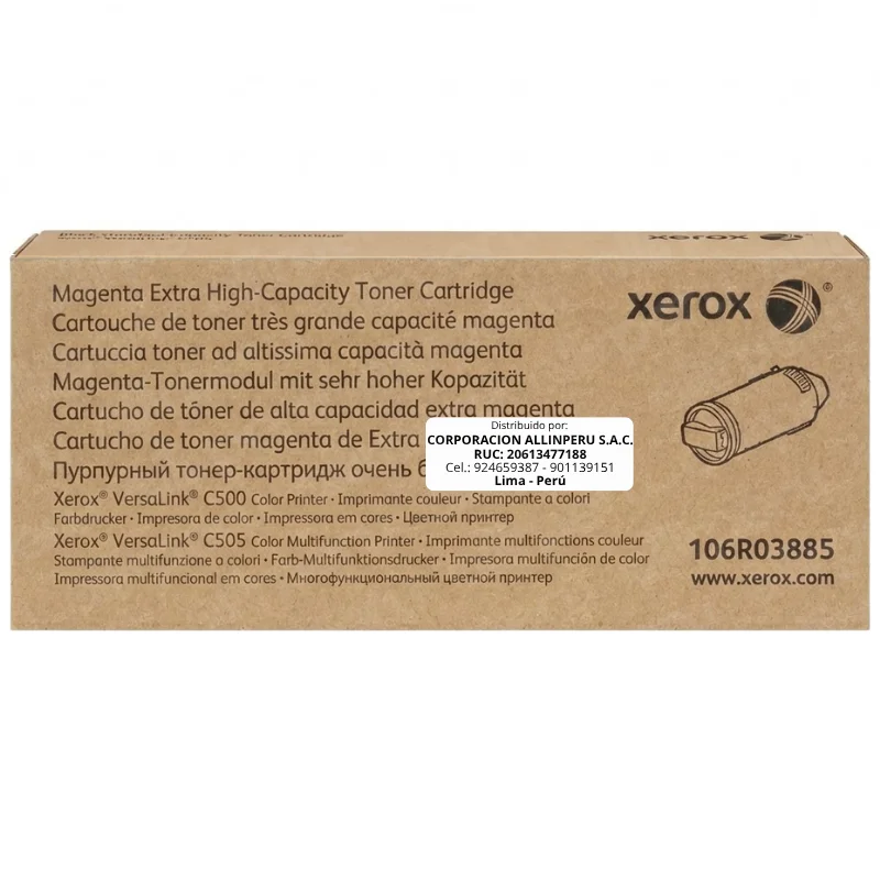Tóner Xerox 106R03885 Magenta para VersaLink C500 vista frontal