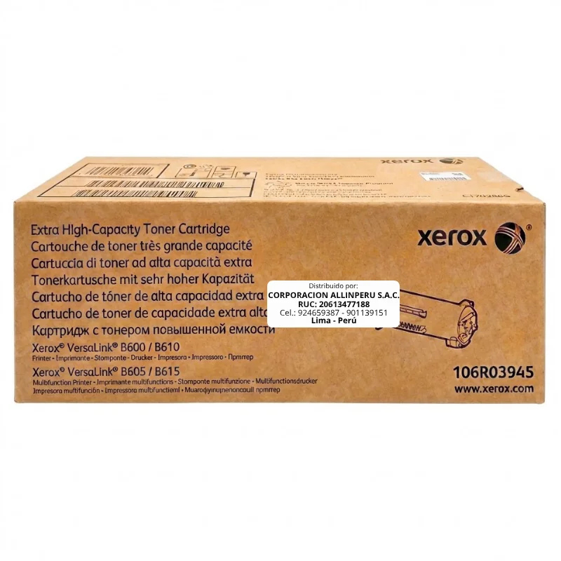 Tóner Xerox 106R03945 Negro original para VersaLink B610 sobre fondo blanco