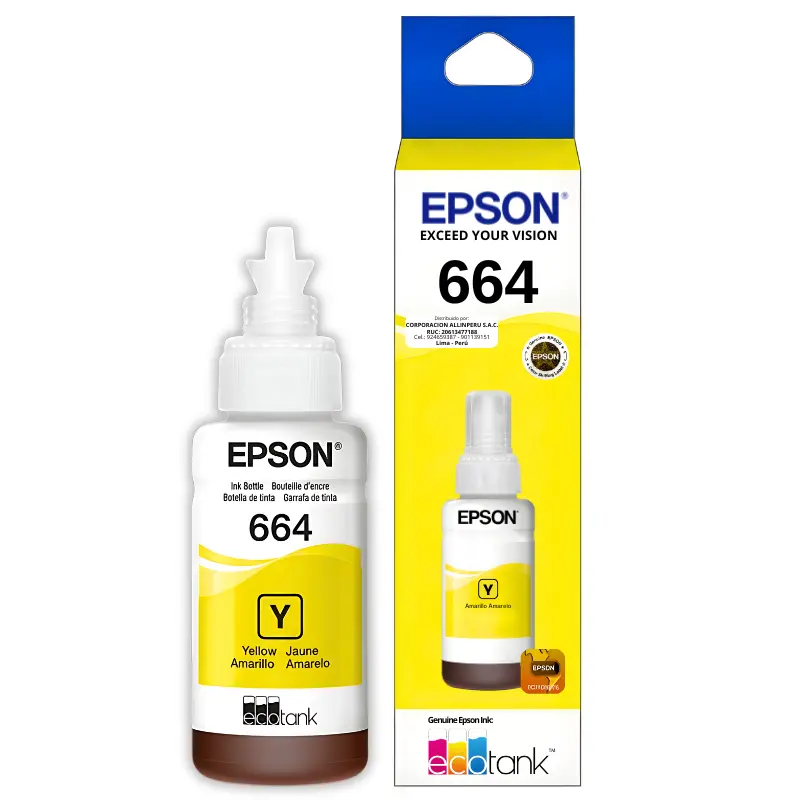 tinta epson 664 yellow original nuevo sellado