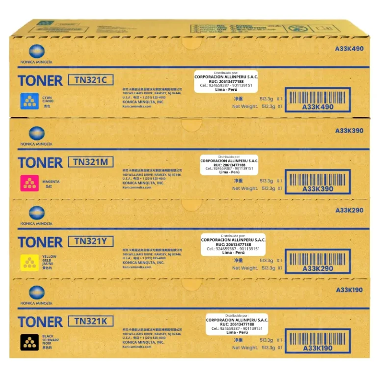 Kit de Toner Konica Minolta TN-321 Bizhub C224, C224e, C284, C284e, C364, C364e