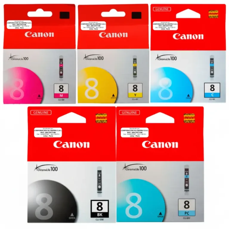 Kit Tinta Canon CLI-8 para iP3300, iP4200, iP4500, MP500, MP600, MP810, MX850, Pro9000