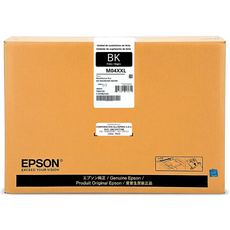 Tinta Epson T962120 – Ink Pack negro 666 ml original Tinta Epson T962120 bolsa de tinta negra 666 ml para WorkForce Pro WF-M5299