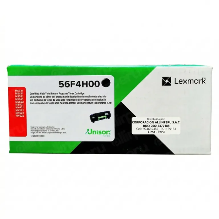 Foto de toner Lexmark 56F4H00 negro original sellado vista frontal