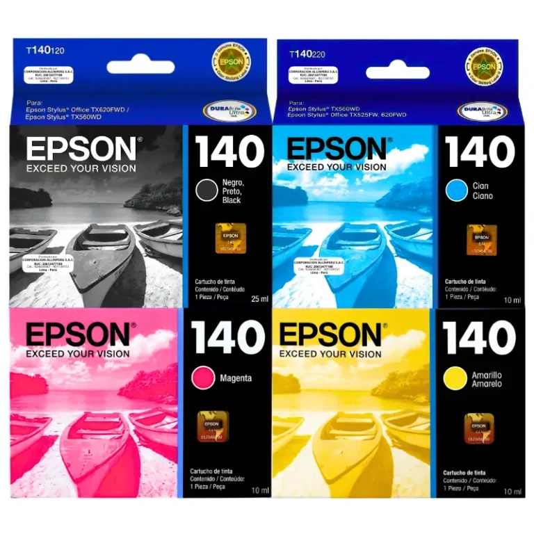 Kit tinta Epson T140 pack completo original CMYK cuatro cartuchos sellados