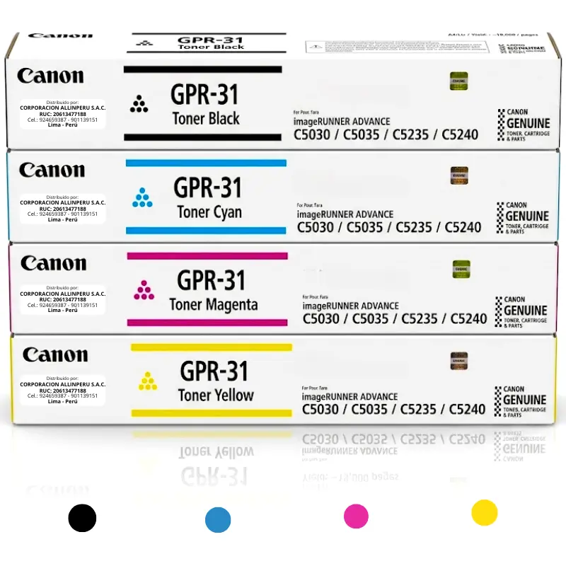 Kit tóner Canon GPR-31 CMYK original para imageRUNNER ADVANCE C5030 C5035 C5235 C5240