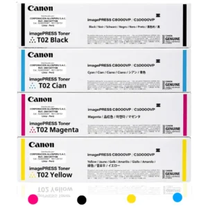 Kit tóner Canon T02 cuatro colores negro cyan magenta yellow original imagePRESS