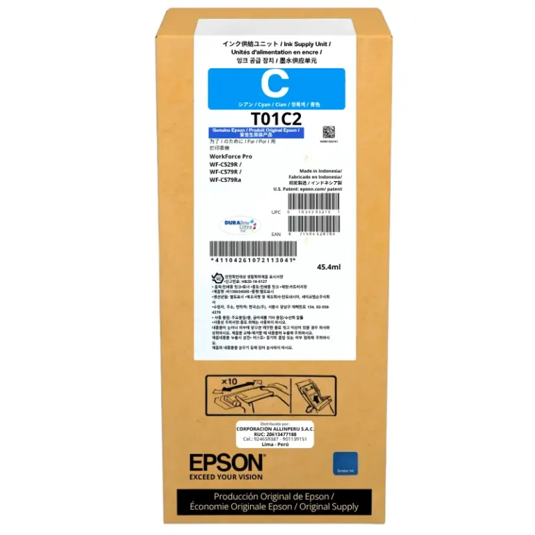 Tinta Epson T01C220 Cyan original DURABrite Ultra 45.4 ml bolsa ink pack sellada