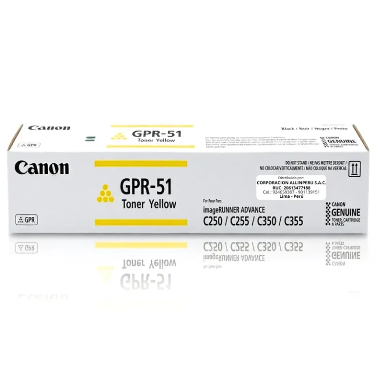 Tóner Canon GPR-51 Amarillo original, vista frontal del cartucho sellado