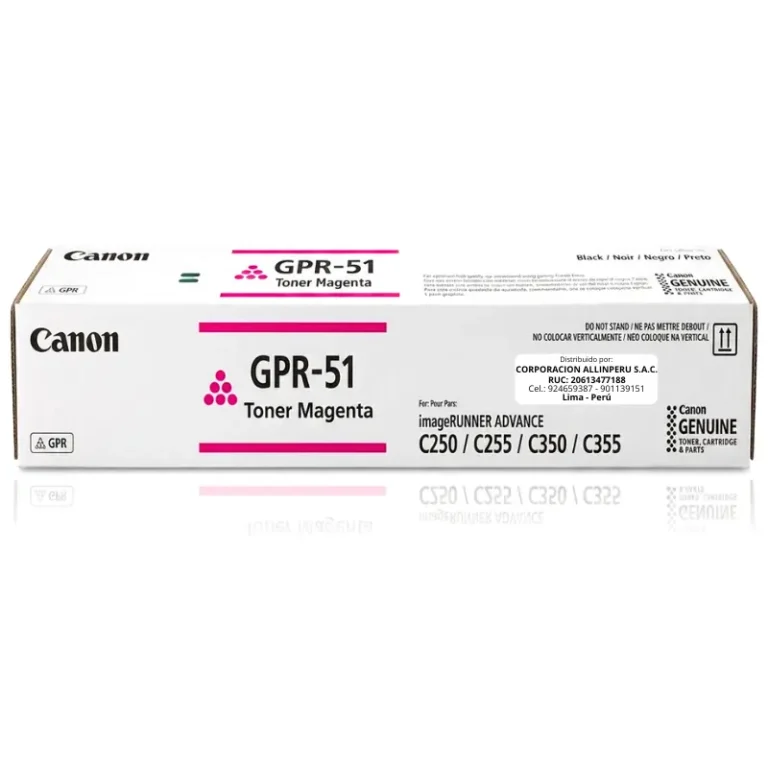 Tóner Canon GPR-51 Magenta original, vista frontal del cartucho sellado