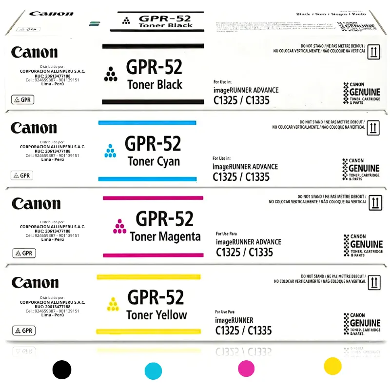 Kit tóner Canon GPR-52 original cuatro colores para imageRUNNER C1335iF