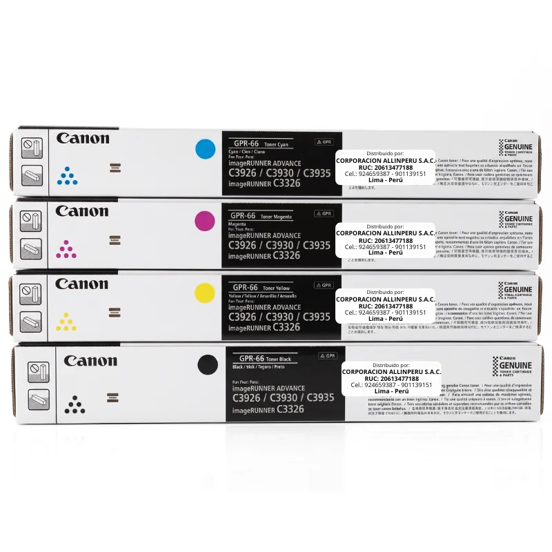 Tóner Canon GPR-66 — Kit original 4 colores (BK-C-M-Y) Kit tóner Canon GPR-66 original cuatro colores caja sellada