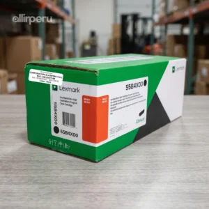 Tóner Lexmark 55B4X00 negro cartucho extraído vista lateral