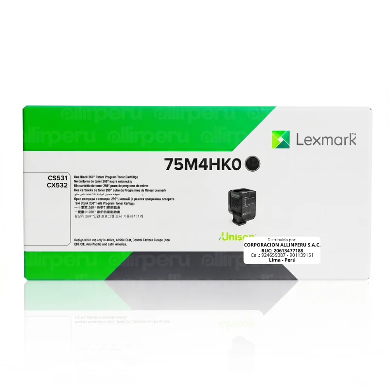 Tóner original Lexmark 75M4HK0 Negro para CS531dw y CX532adwe