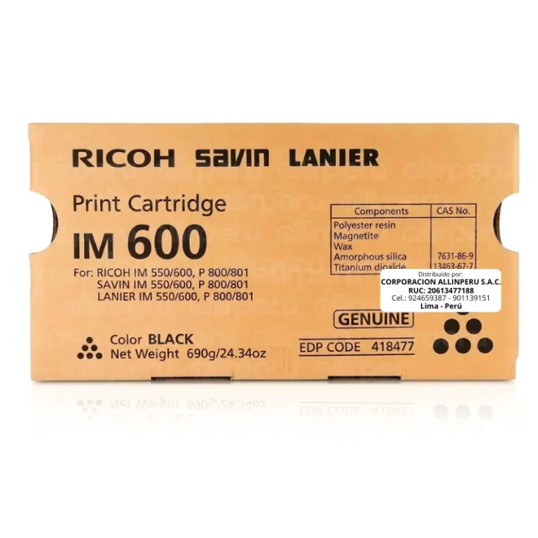 Tóner original Ricoh 418477 negro para impresoras P 800 y P 801