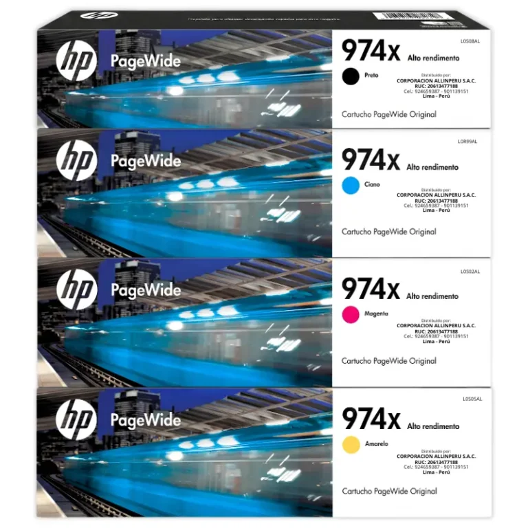 Foto de kit tinta HP 974X alta capacidad cuatro cartuchos CMYK
