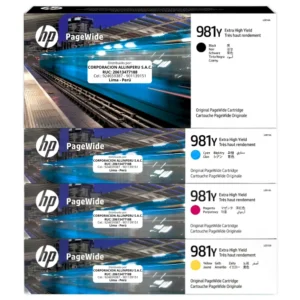 Foto de kit tinta HP 981Y con los cuatro cartuchos originales completos