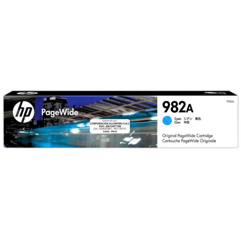 Cartucho tinta HP 982A Cyan T0B23A original sellado fondo blanco