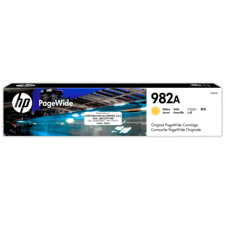 Cartucho tinta HP 982A Yellow T0B25A original sellado fondo blanco
